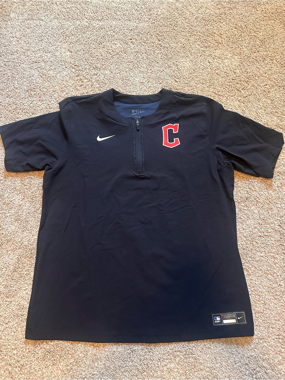 Nike Cleveland Guardians MLB 1/4 Zip Windshirt Short Sleeve Navy Men's Size L